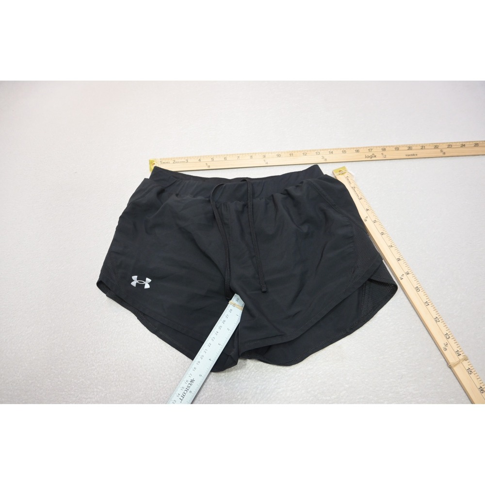 Under Armour Fly By Running‎ Shorts Womens Small Black Lined HeatGear Excellent